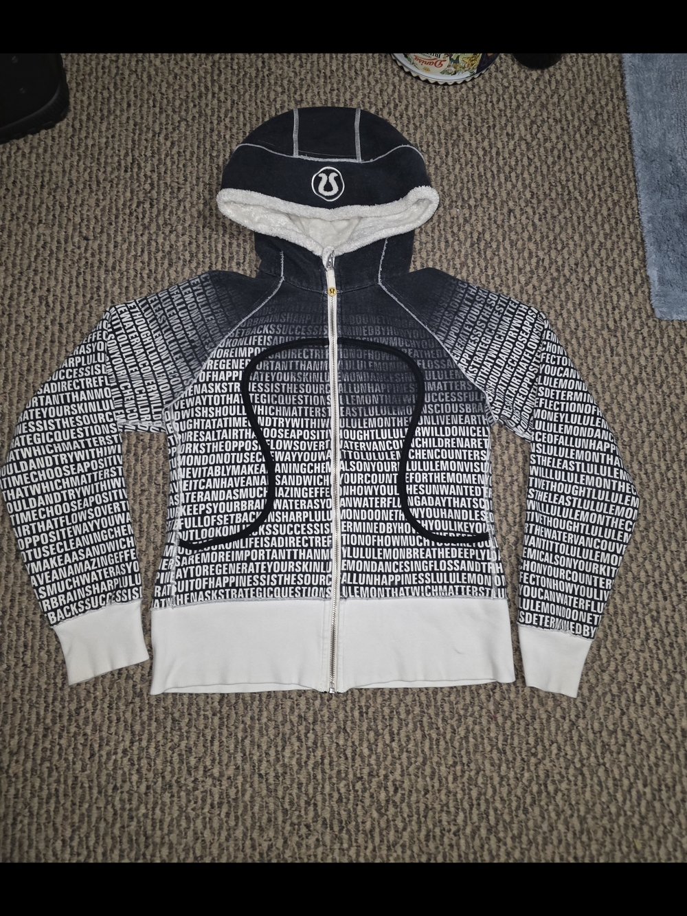 lululemon athletica Black & White Graphic Logo Zip Hoodie